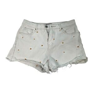 Sixty-Six LA Denim Shorts Daisy Embroidered Frayed‎ Hem Casual Cute Size 11